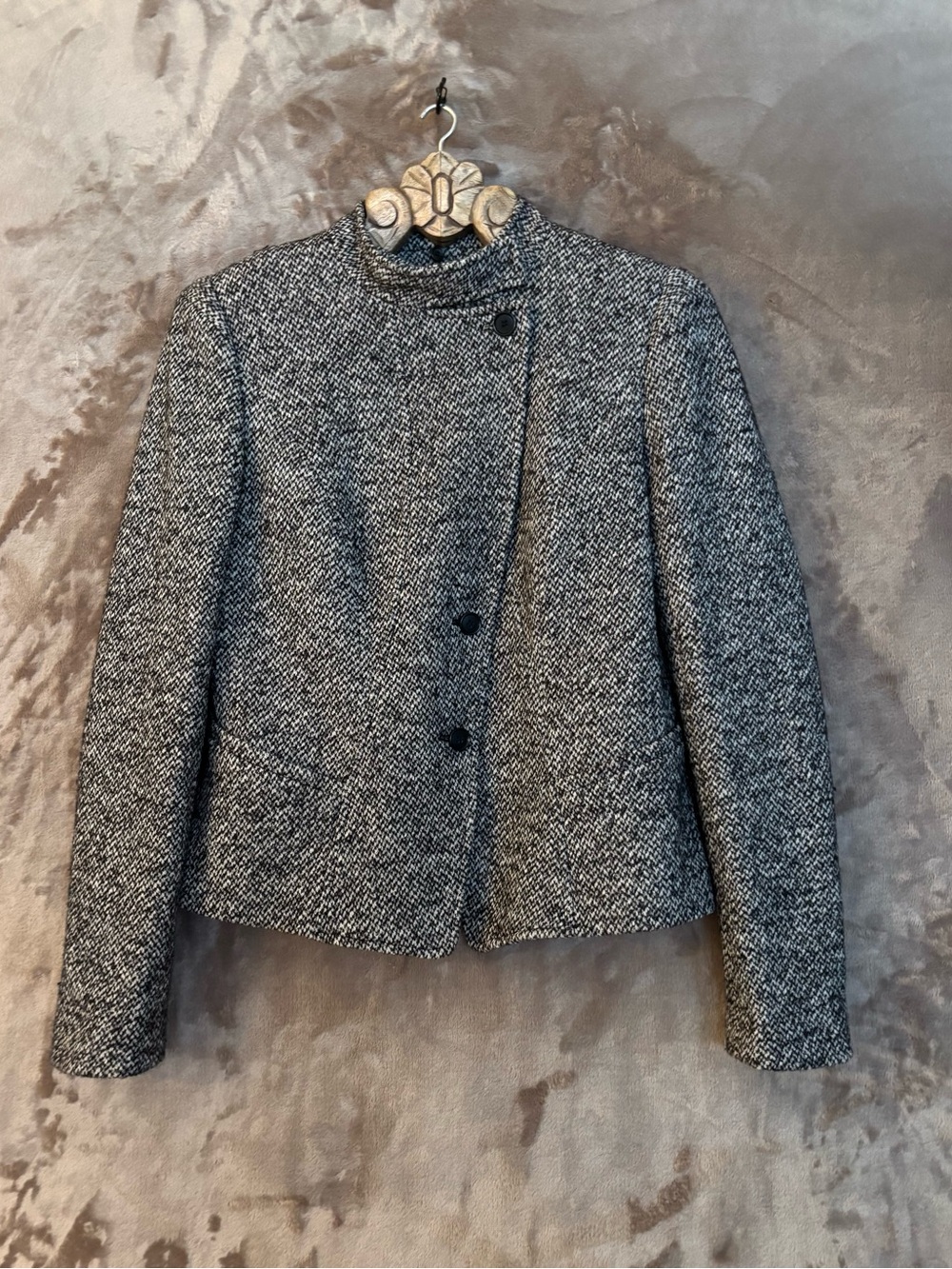 Ann Taylor Women’s Black & White Tweed Button Jacket Size 8
